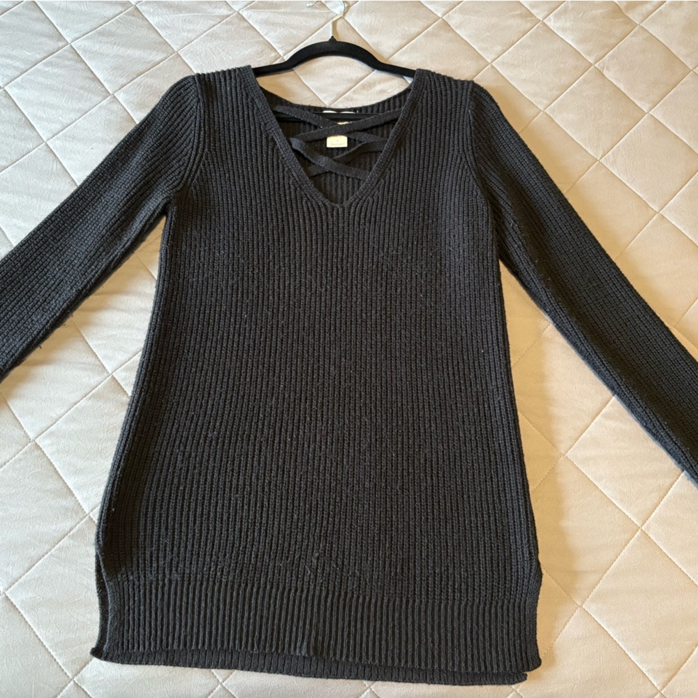 Criss Cross Women's Black Sweater